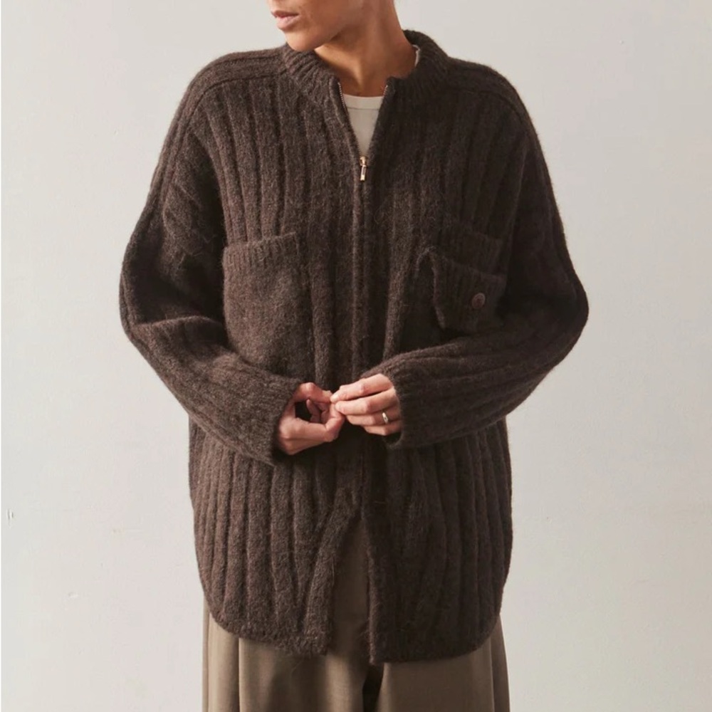 ISO Cordera Baby Alpaca Pocket Jacket in Brown